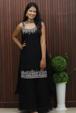 Designer Sleeveless Salwar Set with Embroidery Work - Image 3