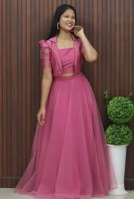 Party Wear Lehenga Set with Embellished Jacket Style Blouse - Image 2