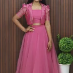 Party Wear Lehenga Set with Embellished Jacket Style Blouse