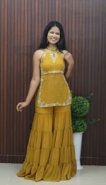 Heavy Handworked Georgette Sharara Set - Image 4