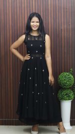 Embellished Anarkali Style Set with Flared Panel Coat - Image 2