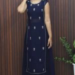 Embroidered Sleeveless Kurthi with Flared Bottom Set