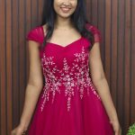 Elegant Net Party Wear Gown with Embroidered Bodice
