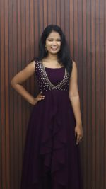 Elegant Georgette Party Wear Three-Piece Set with Embroidered Neckline
