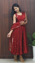 Elegant Silky Georgette Umbrella Anarkali Set with Embroidered Dupatta - Image 2