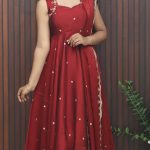 Elegant Silky Georgette Umbrella Anarkali Set with Embroidered Dupatta
