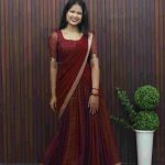 Elegant Pleated Organza Dhavani Set with Designer Drape