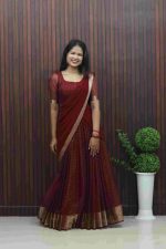Elegant Pleated Organza Dhavani Set with Designer Drape