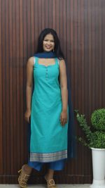 Elegant Cotton 3 Piece Salwar Set with Contrast Dupatta