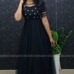 Elegant Net Party Wear Frock with Embellished Neckline