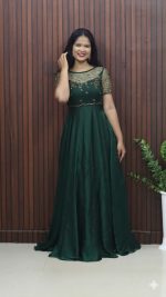 Elegant Handworked Umbrella Party Frock with Designer Overcoat - Image 5
