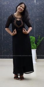 Elegant Georgette 3-Piece Salwar Set with Handwork Neck Design