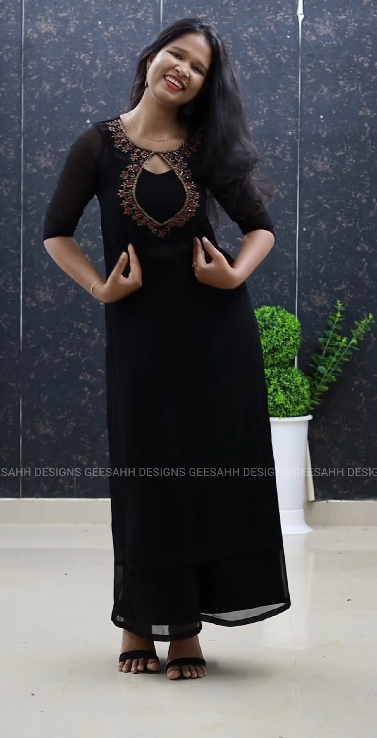 IMG_20260515_164822.jpg Elegant Georgette 3-Piece Salwar Set with Handwork Neck Design - Image 1