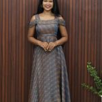 Peacock Double Shade Silky Georgette Designer Frock