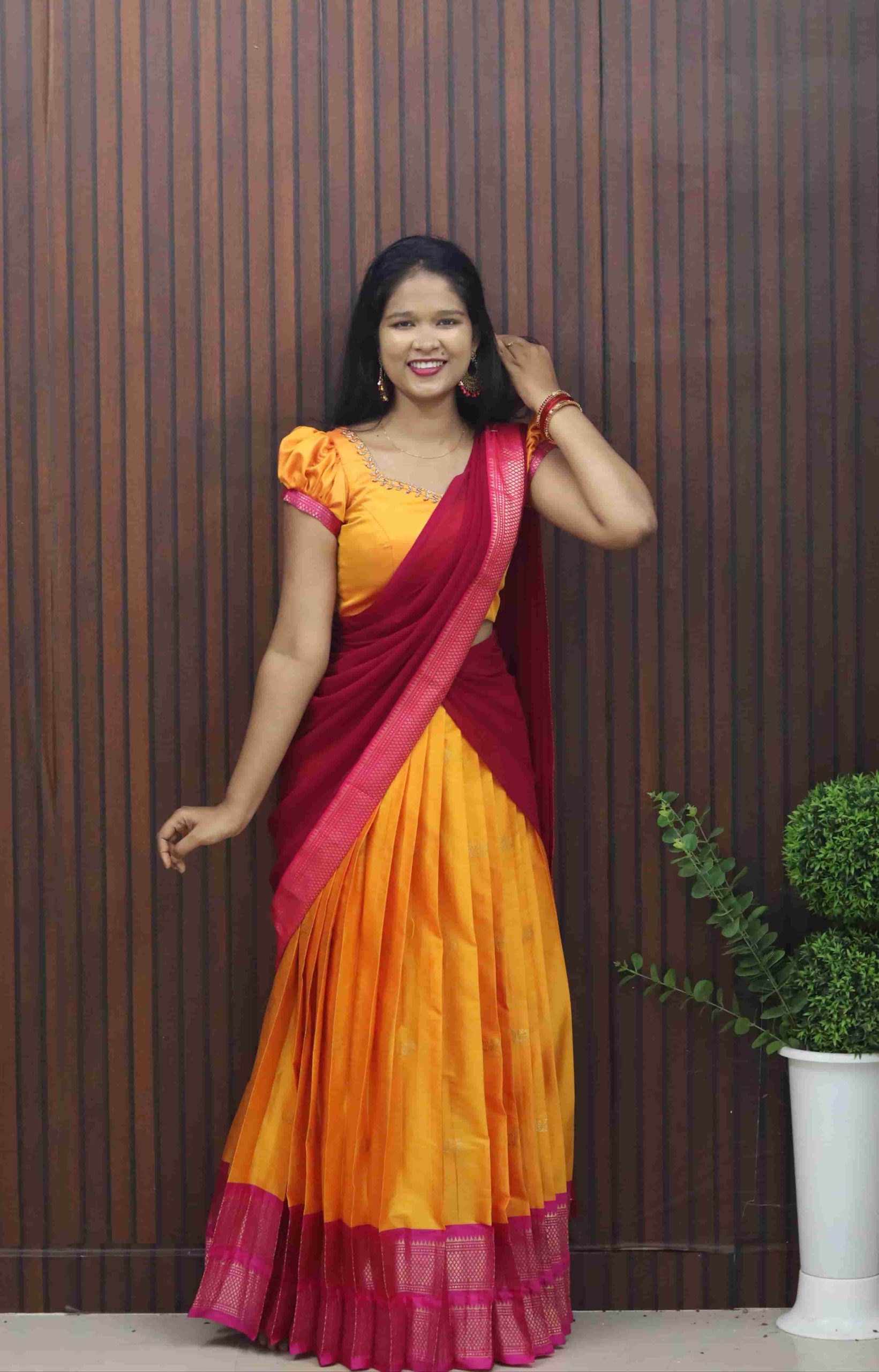 IMG_20260625_171519.jpg Traditional Semi Silk Dhavani Set with Elegant Border Detailing - Image 1