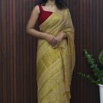 Golden Glow Tissue Mul Cotton Saree