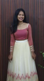 Graceful Handworked Blouse & Pleated Skirt Ensemble Product Details
