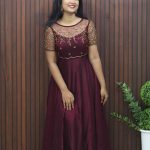 Elegant Handworked Umbrella Party Frock with Designer Overcoat