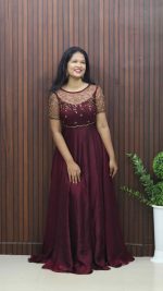 Elegant Handworked Umbrella Party Frock with Designer Overcoat