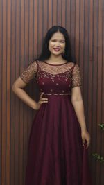 Elegant Handworked Umbrella Party Frock with Designer Overcoat - Image 4