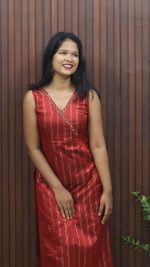 Elegant Dusty Orange Semi Silk Traditional Wear