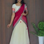Elegant Mul Cotton Dhavani Set with Contrast Dupatta