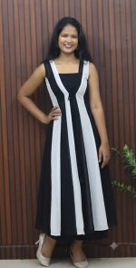 Black & White Georgette Three-Piece Casual Wear Set