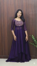 Embellished Silky Georgette Party Wear Gown - Image 2