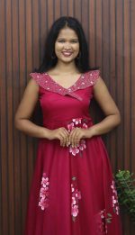 Elegant Floral Soft Organza Frock - Image 3