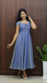 Dreamy Blue Butti Organza Casual Dress - Image 3