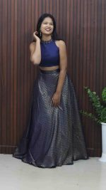 Regal Brocade Skirt & Crop Top Set - Image 4