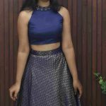 Regal Brocade Skirt & Crop Top Set