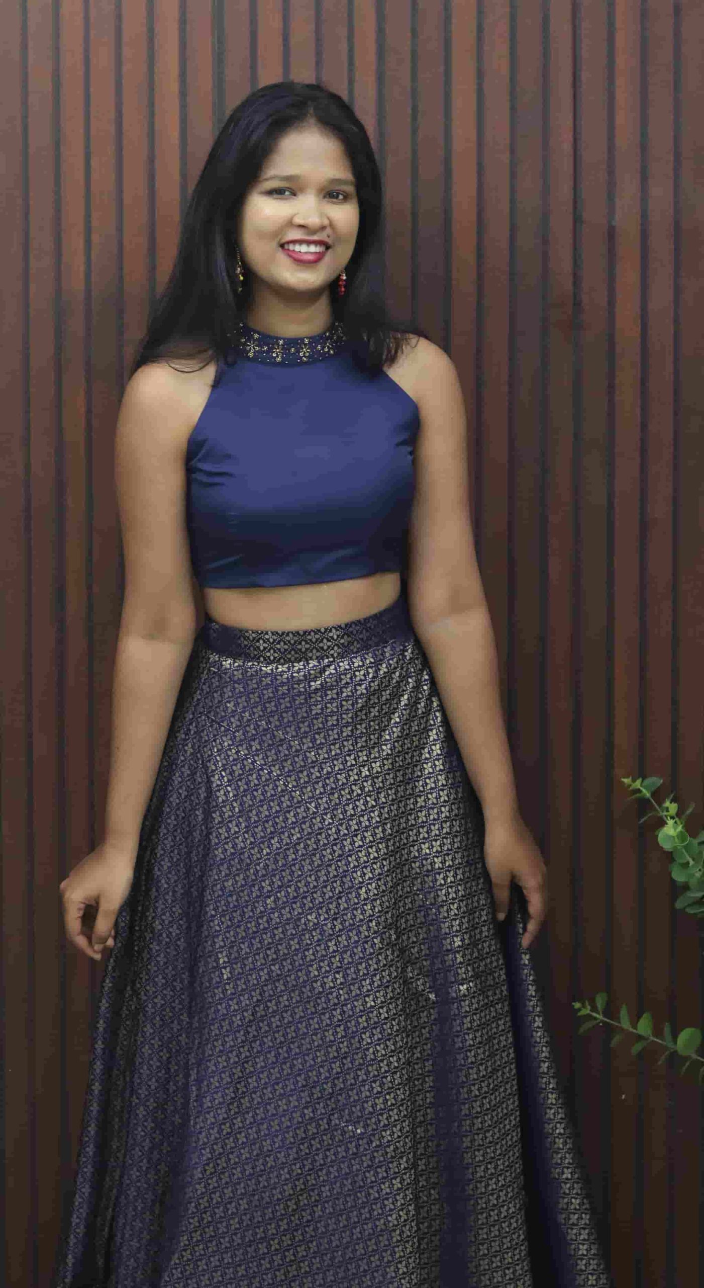 IMG_9464.jpg Regal Brocade Skirt & Crop Top Set - Image 1