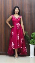 Elegant Floral Soft Organza Frock - Image 2