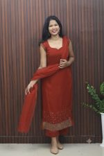 Georgette Party Wear Slit Kurta Set with Dupatta | 3-Piece Ensemble - Image 2