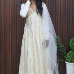Elegant White Panel Cut Anarkali