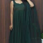 Elegant Crushed Georgette Panel Cut Anarkali