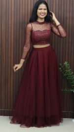 Elegant Party Wear Net Skirt & Top Set - Image 2