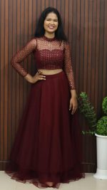 Elegant Party Wear Net Skirt & Top Set