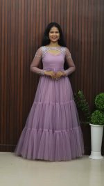 Elegant Handworked Overcoat & Flared Frock – Two-Piece Set