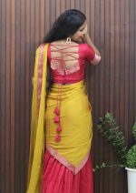 Elegant Semi-Silk Dhavani Set - Image 3