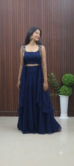 Handworked Overcoat with Crop Top & Skirt – Three-Piece Set - Image 3