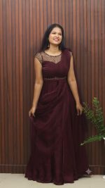 Elegant Velvet Organza Frock - Image 3