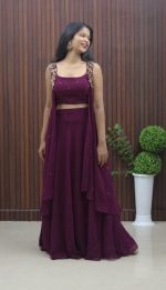 Handworked Overcoat with Crop Top & Skirt – Three-Piece Set - Image 5