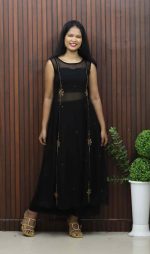 Elegant Crop Top, Palazzo & Handworked Three-Panel Coat – Three-Piece Set
