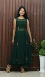 Elegant Crop Top, Palazzo & Handworked Three-Panel Coat – Three-Piece Set - Image 4
