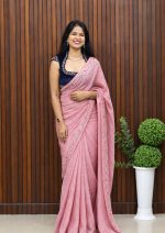 Elegant Stone-Worked Tissue Organza Saree with Blouse