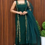 Elegant Handworked Slit Top, Bottom & Dupatta Set