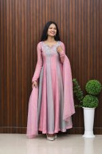 Elegant Handworked Panel Cut Anarkali with Dupatta - Image 2