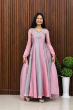 Elegant Handworked Panel Cut Anarkali with Dupatta
